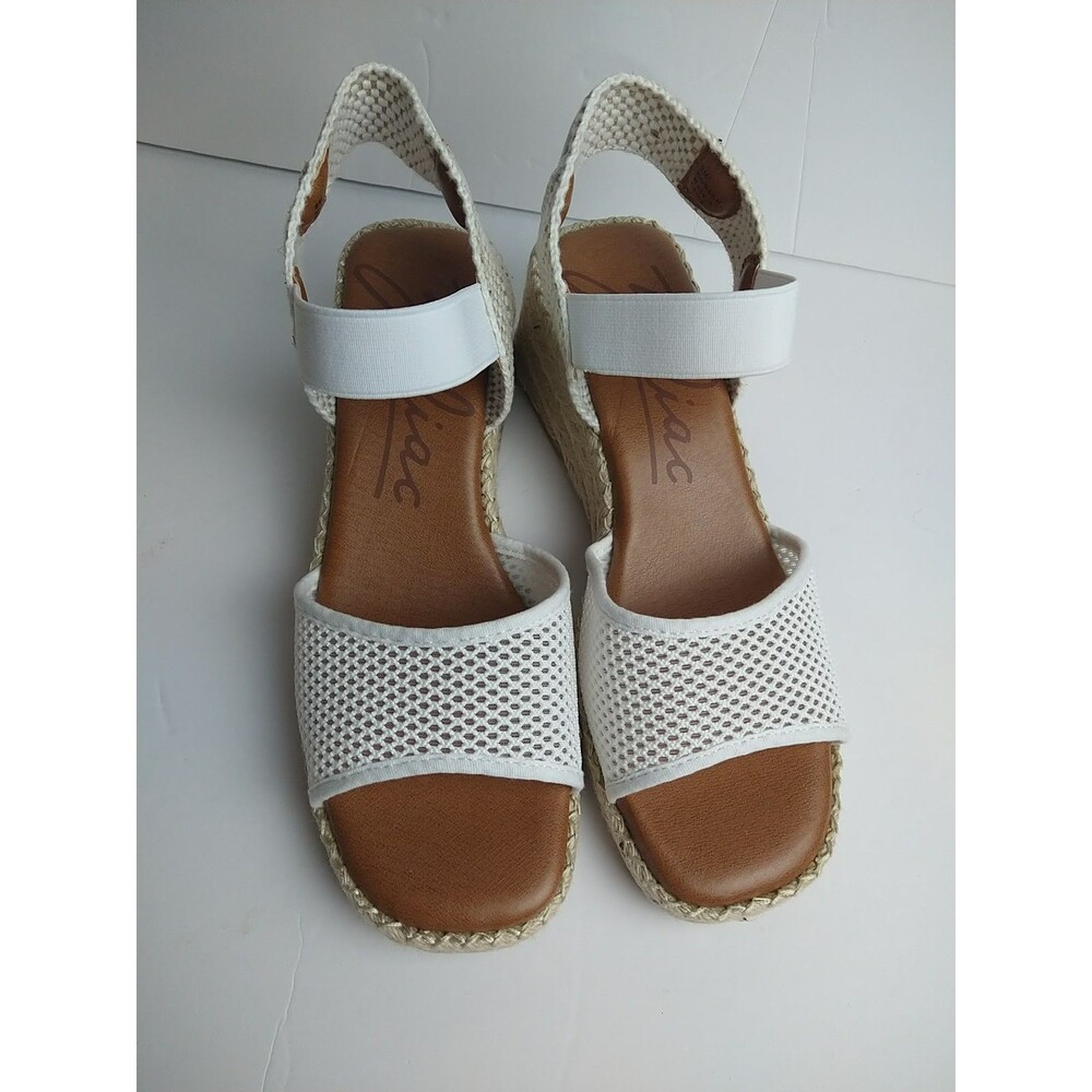 Zodiac Woman 9M Noreen White Mesh Fabric Wedge Slingback Sandals  Casual